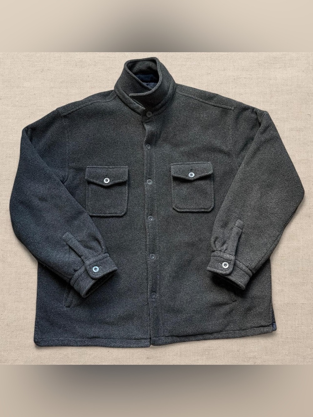 J.Crew Fleece Shirt Jacket Mens Size XL Gray Quilted Lined Button Down Shacket